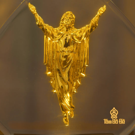 The Risen Christ 24K Gold-Plated Crystal Display