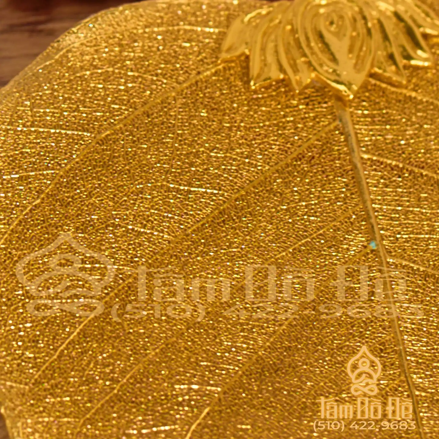 Blank & Lotus Flower 24K Gold-Plated Bodhi Leaf Car Hanging Charm