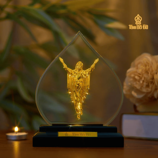 The Risen Christ 24K Gold-Plated Crystal Display