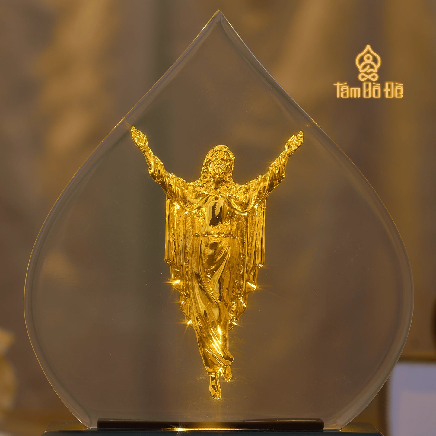 The Risen Christ 24K Gold-Plated Crystal Display