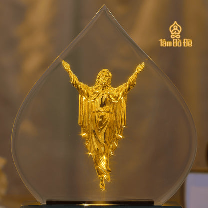 The Risen Christ 24K Gold-Plated Crystal Display