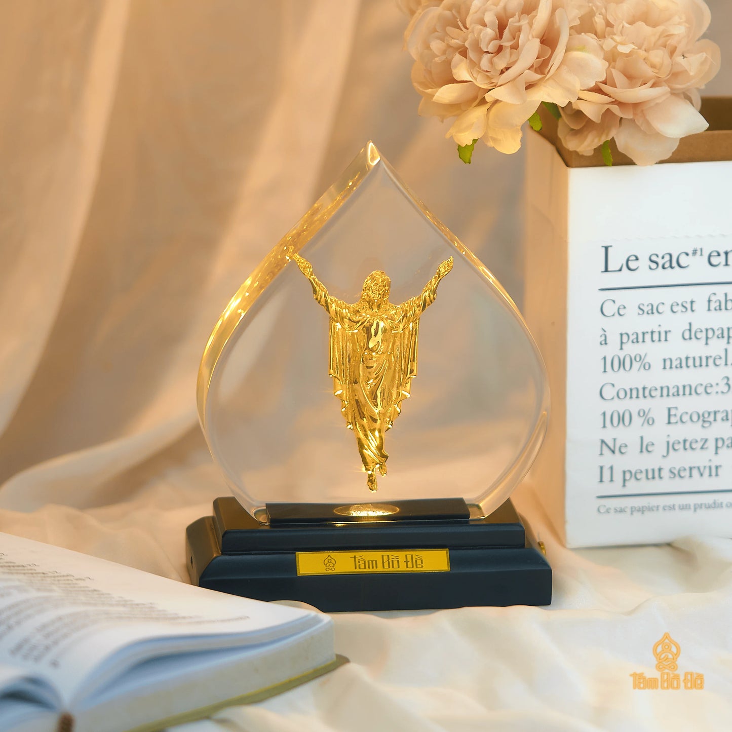 The Risen Christ 24K Gold-Plated Crystal Display