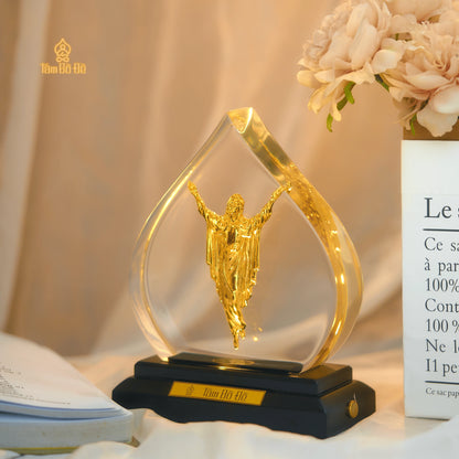 The Risen Christ 24K Gold-Plated Crystal Display