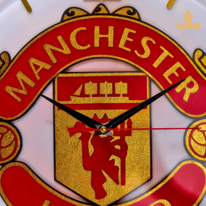 Premium Football Theme Gold-Plated Wall Clock - Red Emblem Edition