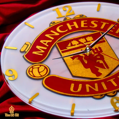 Premium Football Theme Gold-Plated Wall Clock - Red Emblem Edition