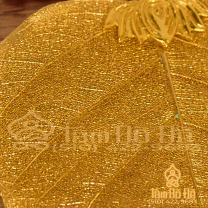Blank & Lotus Flower 24K Gold-Plated Bodhi Leaf Car Hanging Charm