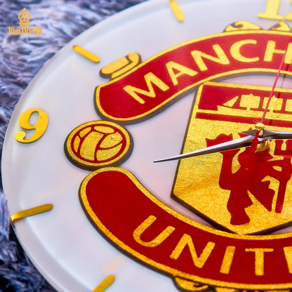 Premium Football Theme Gold-Plated Wall Clock - Red Emblem Edition